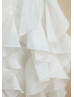 Ivory Taffeta Ruffles Knee Length Flower Girl Dress